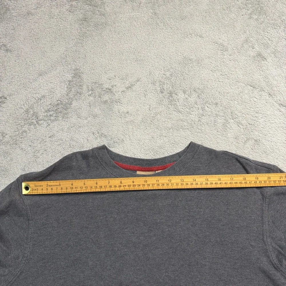 LL Bean Mens Waffle Knit Thermal Shirt Gray Long Sleeve Cotton Crewneck Large
